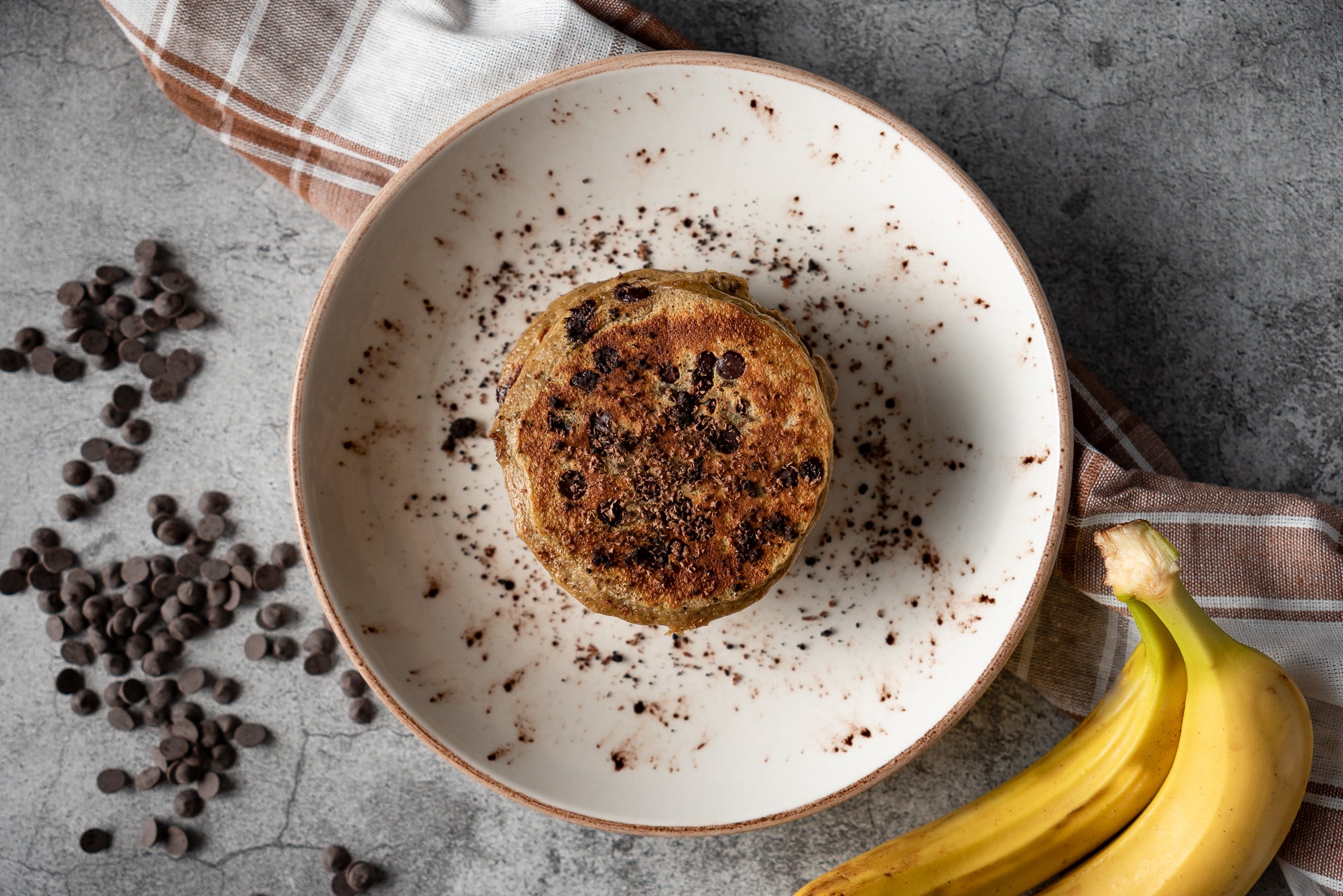 Dark Chocolate Chip Protein Pancakes
