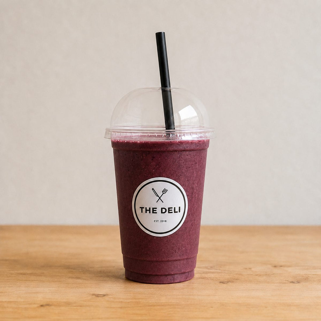 
Acai smoothie from The Deli. Acai, blueberry, banana, strawberry and optionally add protein