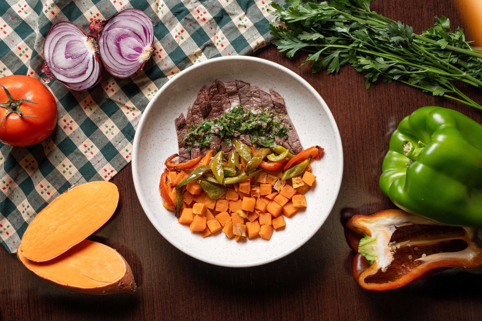Chimichurri Steak with Roasted Veg - Phosh Food