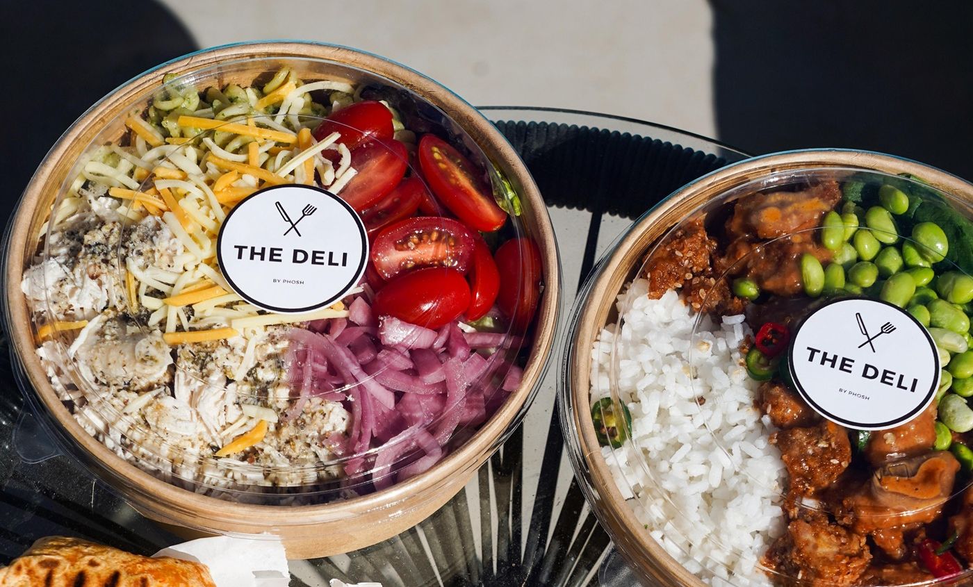 Two build-your-own bowls and grilled wraps from The Deli — healthy food in Marbella, ready to take away