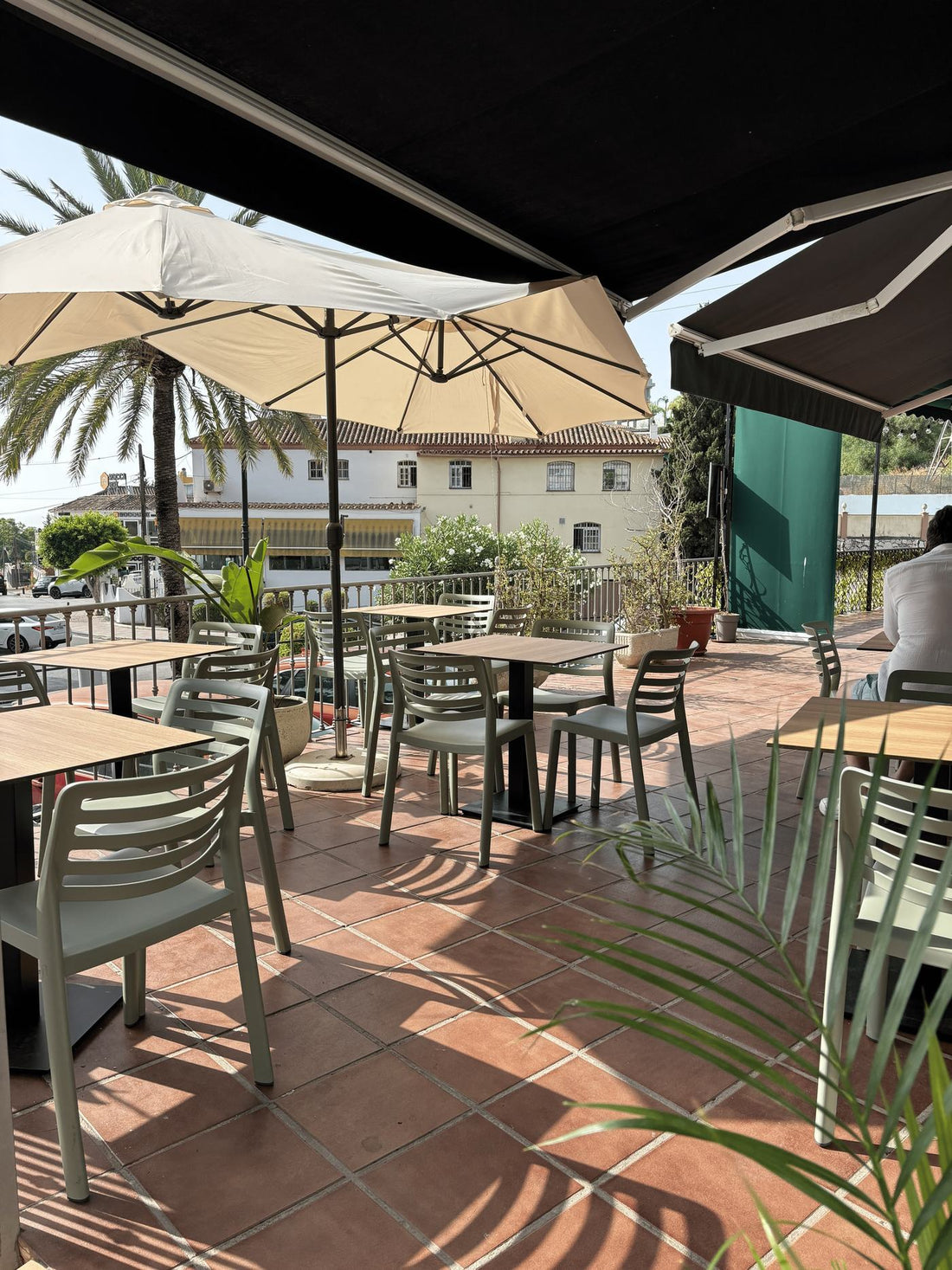 Terrace at The Deli. Shaded terrace great to watch the world go by with easy parking available